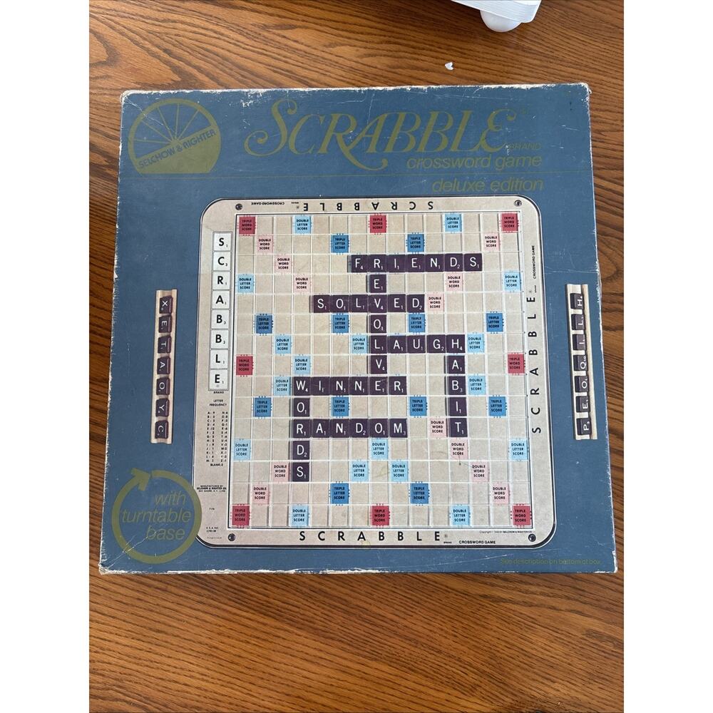 Vintage SCRABBLE Deluxe Edition Crossword Game With Turntable 99% Complete 1982